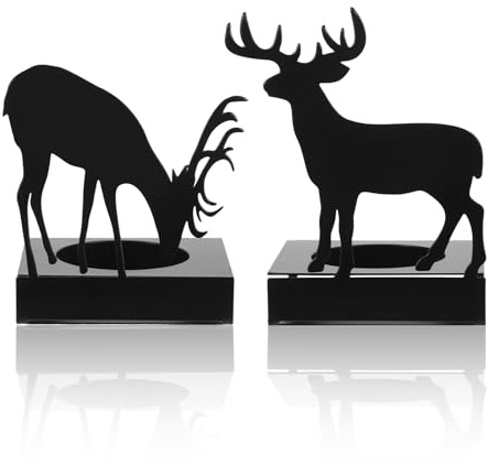 2 Stück Teelichthalter Weihnachten Elch, Weihnachtsdeko Tisch Metall, Tischdeko Weihnachten Teelichthalter Adventskranz Schwarz, Adventskranzständer für Tischdeko, Skandinavische Weihnachtsdeko