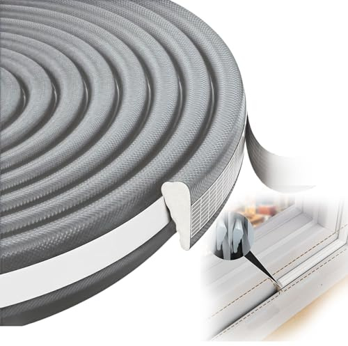 Furforstk Draft Excluder Tape 5m Draught Excluder Self Adhesive Window Seal Strip, Window Soundproofing,Used for Cold-Proof, Sound-Proof and Wind-Proof (Gray)