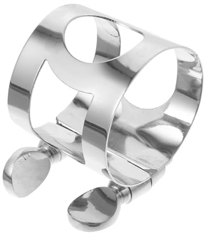 MUELODSIC Altsaxophon Ligatur Metallclip Silberner Saxophon Blattclip Kleine Befestigung mit Glatter Oberfläche für Klaren Klang Leichtes Saxophon Zubehör