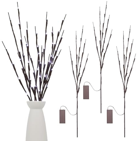 TOYANDONA 3 Stück LED Zweige Lichter LED Warmweiß Biegsame Deko Lichter für Zuhause Energiesparende Zweigbeleuchtung ohne Batterie für Vase Fenster Wohn Esszimmer