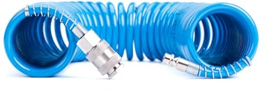 Tubo a spirale per aria compressa in PU poliuretano Ø 5,5 x 8 mm lunghezza 5 mt completo di raccordi ad attacco rapido