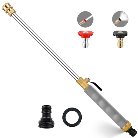2026 Upgraded Jet Nozzle Power Washer for Garden Hose, 2-In-1 High Pressure Wand with 2 Different Nozzles and Quick Connectors，High Pressure Washer Tools For Patio Car Pet Window Washing (gray)