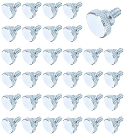 QUARKZMAN 40 Pcs Vis Moletée M5x6mm Vis à Oreilles Moletées, en Acier au Carbone Zingué, à Tête Moletée Plate, Entièrement Filetées, pour la Maison et les Machines