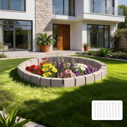 VEVOR Faux Stone Landscape Edging, 15.5 ft Kit, No Dig Garden Edging Border, Blocks for Lawn, Flower Beds, Yards, 4 Pack Each Section Has 6 Bricks 46.85L x 3.94W x 6.1H, 9 Spikes & End Cap, Beige