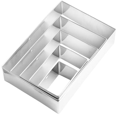 Kichvoe Utensili Pasticceria Set da 5 Tagliabiscotti Rettangolari in Acciaio Inox, Strumenti per Dolci e Biscotti Misure Multiple per Uso in Cucina