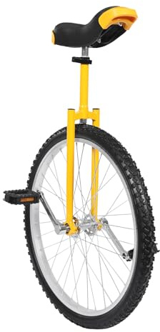 Ciounmb Monocycle de 61 cm, vélo de fitness à une voie pour adulte avec selle, cadre en acier au manganèse, charge maximale de 70 kg, pour bureau d'équilibre (jaune)