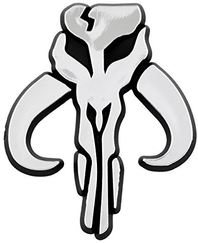 SW Mandalorian Skull Plastic Auto Emblem - [Silver][3'' x 2 1/2'']
