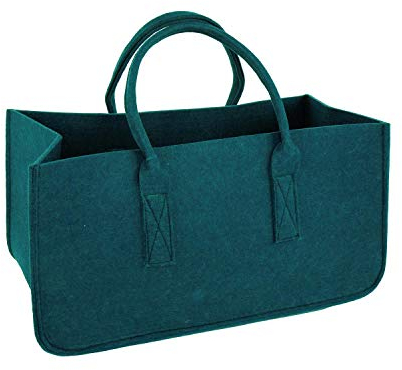 Close Up Filztasche Kaminholztasche Einkaufstasche Shopper Felt Bag, aus robustem Polyesterfilz, mit Henkel (Tannengrün/Petrol)