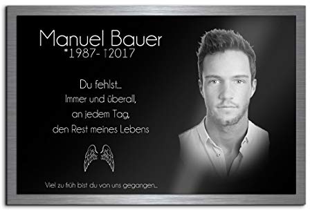 CHRISCK design Premium Gedenkplatte Grabplatte mit Gravur | aus Hochglanz Acrylglas und V2A Edelstahlplatte graviert geschützt und 100% wetterfest | Gedenkplatte mit Bild oder Foto-Gravur