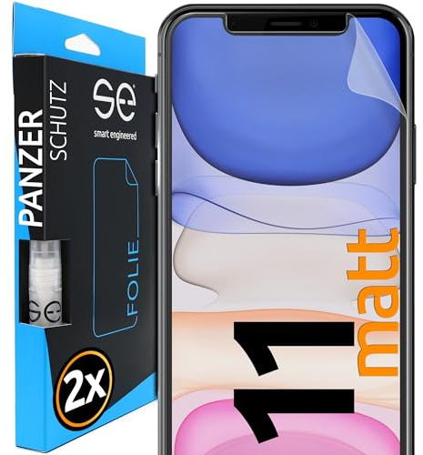 2x se® 3D SCHUTZFOLIE Entspiegelt für Apple iPhone 11,Anti-Staub, 100% Fingerabdruck & FaceID kompatibel, einfache blasenfreie Installation, Ultra-Klar, Stoß-Kratzfest, aus Deutschland