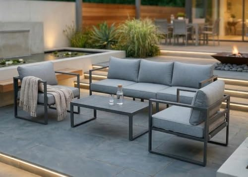 Jet-Line® | XXL trädgårdslounge | trädgårdsmöbelset | Kreta II grå | Utomhussittgrupp | Trädgårdsoffa | Aluminium hörnsittgrupp aluminium | Trädgårdsmöbler