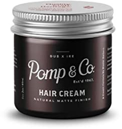Pomp & Co Hair Styling Cream For Men, natürliche Haarcreme mit mattem Finish für einen mittelstarken Halt, parfümierte Creme auf Wasserbasis Pomade 60ml