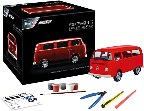 Revell Adventskalender, VW T2 Bus mit Easy-Click-System in 24 Tagen zum Modellbus, Adventskalender für Jungen, Mädchen & Erwachsene ab 10 Jahren, Geschenk zu Weihnachten