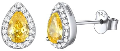 Clou doreille Topaze Jaune Femme Argent 925 Boucle d'oreille Puces Puces Goutte Pierre de Naissance Novembre Bijoux Brillant Cadeau Anniversaire pour Maman Fille