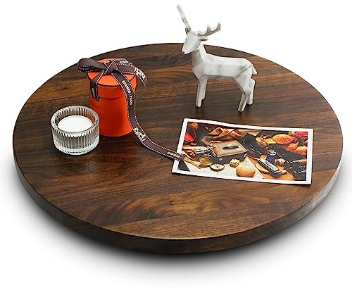 MAGIGO Lazy Susan Drehteller, 38,1 cm, schwarzes Walnussholz, rund, drehbares Tablett