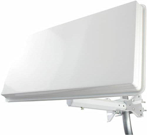 Antena satélite plana - Ganancia 33,7 DB, Frecuencia de entrada 10,7 a 12,75 GHz, Polarización doble (Horizontal y Vertical)