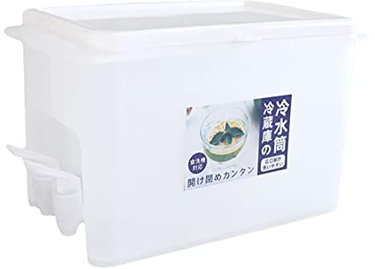 Valink Jarra de agua de 6L con grifo, jarra de jugo de limón para refrigerador dispensador de bebidas de plástico con tapa, jarra rectangular para puerta de nevera con tapa