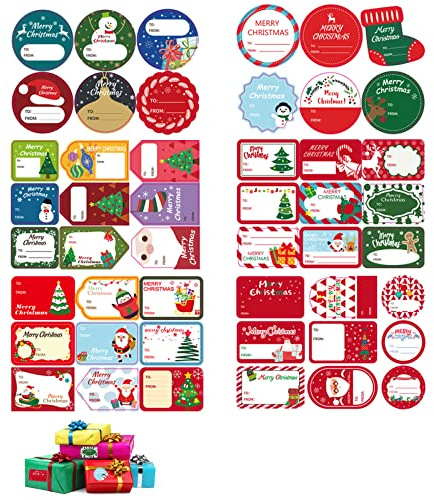 96 Stück Weihnachtsgeschenketiketten, Weihnachten Geschenkaufkleber, Weihnachten Selbstklebende Geschenketiketten, Schreibbar Weihnachtsaufkleber Etiketten, Weihnachts Namensschild Für Geschenktüten