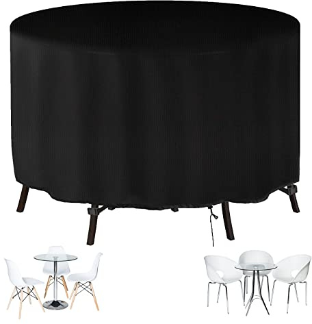 CJFBDY Round Garden Furniture Covers 80x80cm Patio Furniture Circular Covers Waterproof, Windproof, Anti-UV, Heavy Duty 420D Oxford Outdoor Furniture Protective Table Cover
