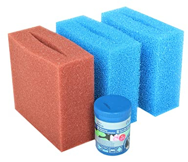 Ersatzschwamm Set + Filterstarter für Teichfilter Oase Biosmart 7000/8000 | Komplettset für Oase Teichfilter Biosmart 7000/8000, bestehend aus Schwamm-Set + Oase Filterstarter