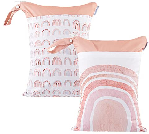 Maeau 2 Stück Wetbags für Stoffwindeln Windeltasche Wickeltasche Baby Wetbag Organiser Beutel Nasstaschen Kindergarten Nassbeutel Wiederverwendbare Wetbag Waschbar Gym Bag Wasserdicht, 30x40cm, 32