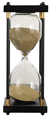 BAOLUCKWANG Sanduhr-Timer 60 Minuten,Schwarzer Holzrahmen,Dekorative Sanduhr,30-Minuten-Sanduhr,Sanduhr-Sanduhr-Ornament Für Zuhause,Esszimmer,Bürodekoration,Gold,60 Minuten
