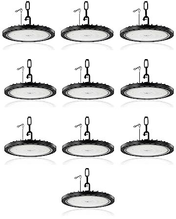 UFO LED Lámpara Alta Bahía 200W 10 Piezas,20000LM Brillante UFO Foco LED Industrial,6500K Blanco Frío Iluminación Comercial Bahía,Impermeable IP65 Comercial Industrial Proyector para Fábricas Almacén