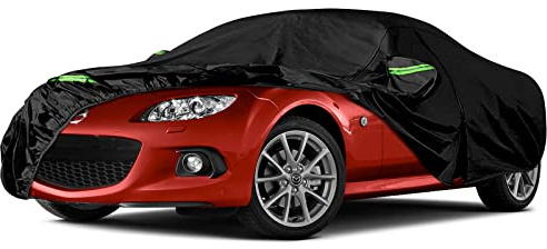 wasserdichte Autoabdeckung Ersatz für Mazda Miata/MX-5 1998–2025 | 6 Schichten Autoplane Allwetter Outdoor Abdeckung mit Reißverschlusstür& winddichten Bändern Schnee Regen Sonne Schutz
