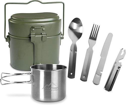 Bundeswehr Essgeschirrset Bund Essbesteck + BW Aluminium Kochgeschirr + Edelstahltasse