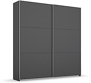 Rauch Möbel Aurelio, Schwebetürenschrank, Grau metallic, Breite 175 cm | Kleiderschrank mit Schwebetüren, Schiebetüren, 2-türig, für Schlafzimmer, Kinderzimmer, Wohnzimmer, Gästezimmer, Garderobe