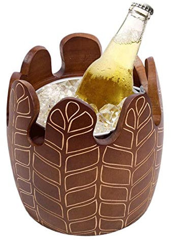 BTZHY Seau à Glace,Seau à Glace Vintage, Seau à Champagne en Bois Massif à Double Paroi pour Boissons Barware Conteneur à Vin de Glace-Marron