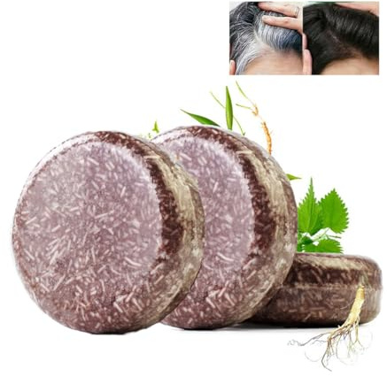 Champú En Barra Para Oscurecer El Cabello, Champú En Barra Para Hombres Con Cobertura De Canas, Champú En Barra Para Revertir Las Canas, Jabón Negro Para Hombres Y Mujeres Con Canas (3PCS)