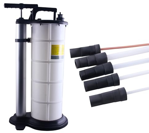 Ölabsaugpumpe 9L Absaugpumpe Handpumpe mit 4 Schläuchen 4 6 8 10mm und 1 Kupferrohr 4mm Absaugpumpe Öl Bremsenentlüftungsgerät Flüssigkeitsabsaugpumpe für Fahrzeugölwechsel Motorölwechsel