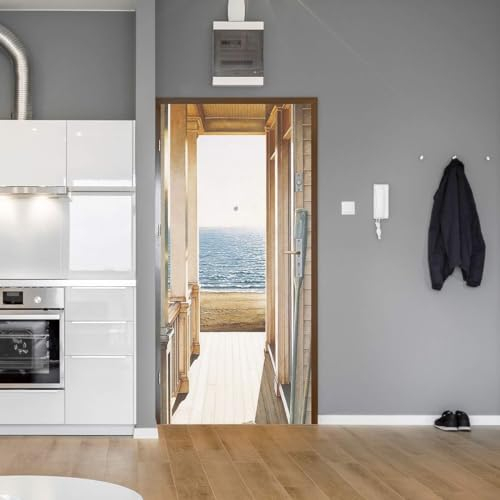3D Kreative Türaufkleber Einfachheit Fenster Balkon Strand Meer 90 X 210 Cm Türtapete Selbstklebend Türposter - Fototapete 3D Effekt Türfolie Poster Tapete Wandtattoo Diy Selbstklebende Wan -9S5I+Z9R1