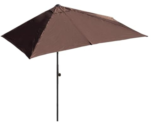 RUVOO Parasol Balcon Exterieur Parasol de Jardin Demi-parapluie De Patio, Demi-parapluie D'extérieur, Rectangulaire, Pour Jardin, Sans Base Parasol de Marché Parasol Plage(Bruin)