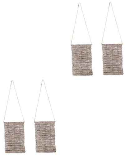 Stück Rattan-Blumenkorb, Blumen-Wanddekoration, rustikaler Pflanztopf, Polsterbesatz, Flechtkorb, Blumentöpfe für Zimmerpflanzen, Seegraskörbe, hängende weiße Blumenbehälter, Pflanzenfasern