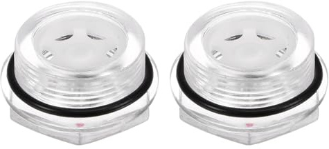 QUARKZMAN 2Pz Vetro Spia Olio Compressore Aria M30 x 1.5mm Maschio Indicatore Livello Liquido Testa Esagonale Plastica Olio Vista O-Ring per Aria Compressore Raccordi, Trasparente