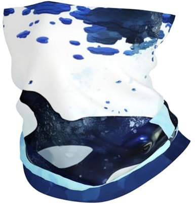 GlbnSHeric Halstuch, Gesichtsmaske für Damen und Herren, schnell trocknend, rot, blau, grüne Federn, Scart-Abdeckung zum Angeln, Orca Killerwal, Einheitsgröße