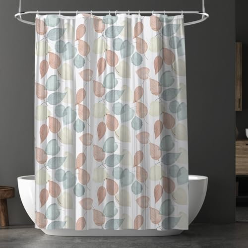URAQT Cortina de Ducha, Cortina Baño Tela Impermeable Antimoho con 12 Anillos, EVA Shower Curtain Lavable, Cortina Bañera para Baño, Ducha, Bañera (Colorful Leaves)