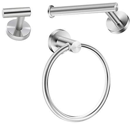 3pcs Towel Ring Set Brass Toilet Paper Holder Black Towel Ring Brass Coat Hooks Stainless Steel Toilet Paper Holder Toilet Paper Dispenser Hand Towel Bar Hanger Bath Towel Rack (Si