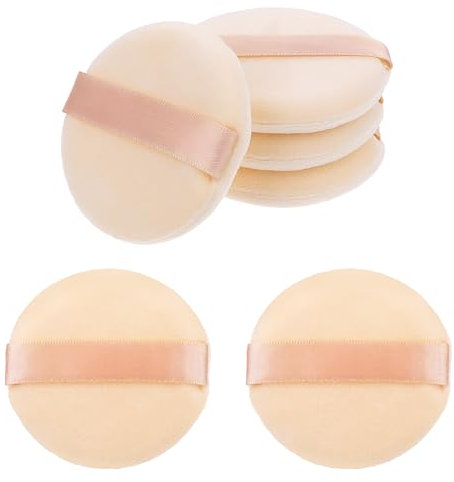 6 pezzi da 6,5 cm, rotondi, in velluto di cristallo, ultra morbido, riutilizzabile, lavabile, per cipria, per uso bagnato e asciutto, per cipria