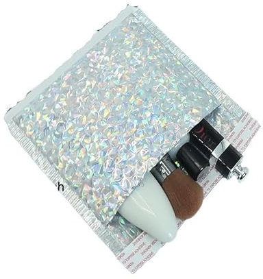 Versandtaschen 10PCS Holographische Metallic Blase Mailer Laser Geschenk Taschen Glamour Bunte Folie Blase Umschläge Gepolsterte Versand Mailing Umschlag LuftpolsterumschläGe(Silver Laser-18x13cm)