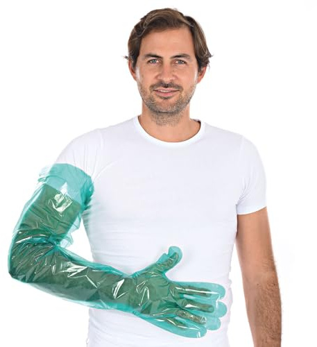 2000 Stück Hygostar LDPE-Handschuhe Softline Long, grün, Einheitsgröße, L: 90cm, Karton, Einmalhandschuhe, Lebensmittelhandschuhe, Veterinärehandschuhe