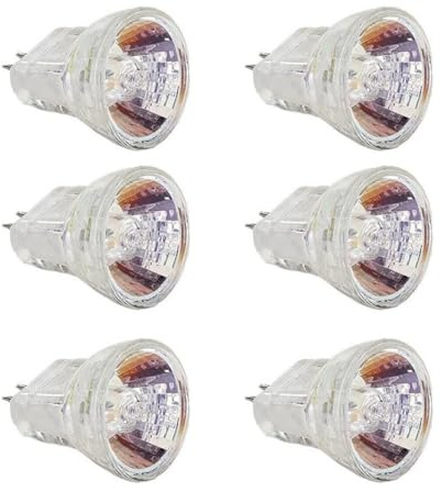 UGEFKMQ 6PC Halogen Strahler MR8 24V 20W Niederspannung Spezial Halogen Glühbirne MR8 24V 5W GU4 Bi-Pin Sockel 35W