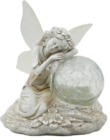 Solar Garden Fairy - Whimsical Resin Figurines with Glass Ball for Yard, Lawn, Flower Bed, Walkway, and Pond Decor