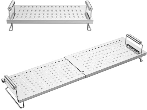 Outspark Verstellbares Grill-Warmhalterost für Blackstone 43,2 cm, 55,9 cm, 71,1 cm, 91,4 cm, 304 Edelstahl, Grill-Bratständer, Zubehör für Weber Charbroil und die meisten flachen Tisch-Grills