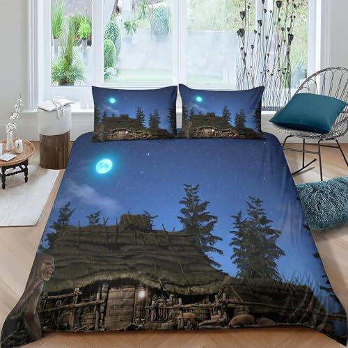 3D Landschaft Im Weltraum Bettbezug Bettwäsche Set - Erwachsene Kinder Bettwäsche-Set, Mikrofaser Weiche Bettbezug Mit Reißverschluss Und 2 Kissenbezüge - Anti-Allergie 90X190 cm -785E635V965E59