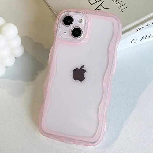 ZSUFCBF Custodia per telefono Wave Edge per iPhone 15 14 13 12 11 Pro Max Mini Cover per iPhone 7 8 6s Plus SE X Xs Max XR Custodia in TPU morbido, rosa, per iPhone 14 Pro