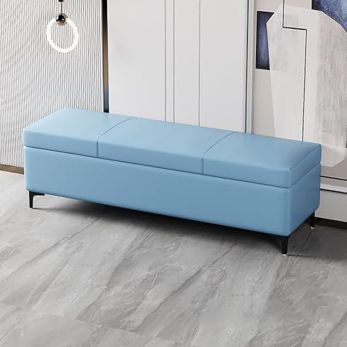 Ottoman-Bank aus PU-Leder mit Stauraum und Metallbeinen, moderne Bettbank für Schlafzimmer/Wohnzimmer/Eingangsbereich, bequem, gepolsterter Fußhocker, 80 cm, luxuriöses Design