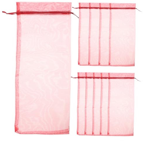Beaupretty 10 Stück Organza Weintaschen in Transparent 37 x 15cm Mit Satinkordelzug Für Weinflaschen Und Badezusätze